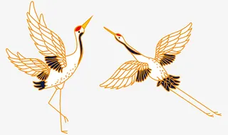 一对仙鹤国潮中国风免抠其他元素