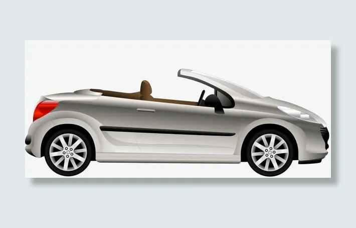 银色敞篷跑车侧面免抠