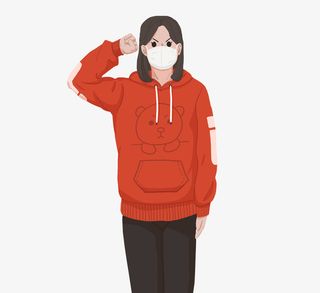 彩色面罩抗肺炎的促销装饰免抠