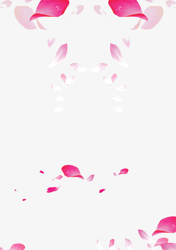 对称粉花朵免抠
