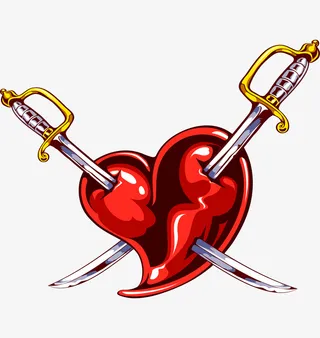插着两把尖刀的心免抠