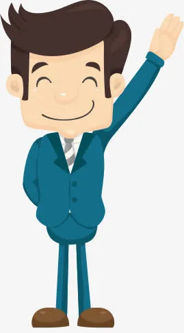卡通带着笑脸的西装男子免抠