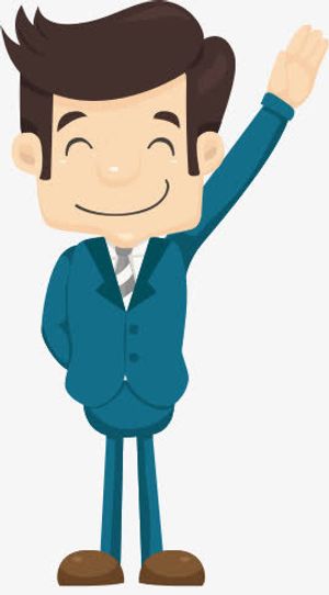 卡通带着笑脸的西装男子免抠