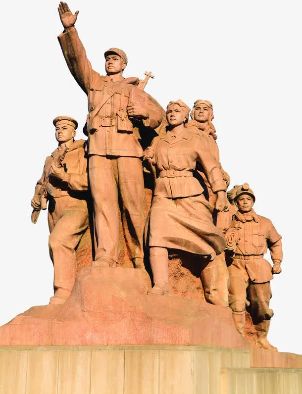 向着太阳前进雕刻军人免抠