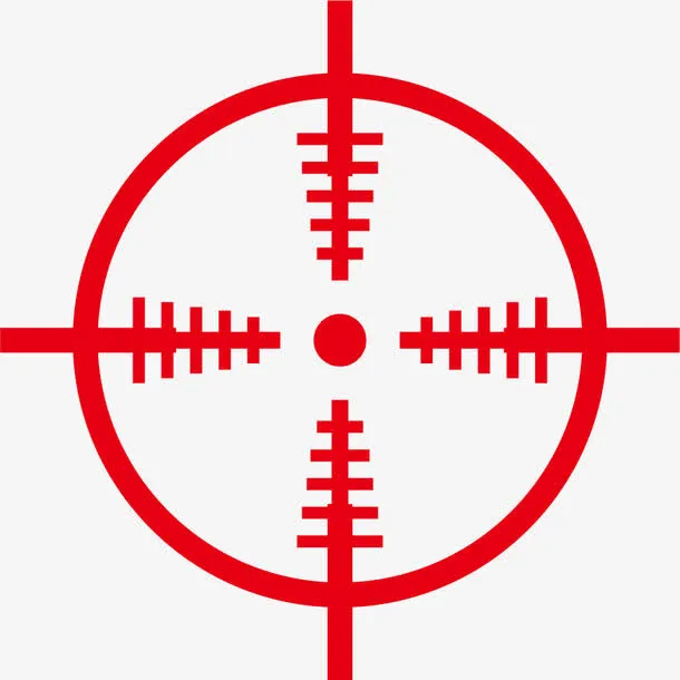 红色复古矢量纯色准星免抠