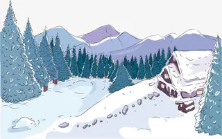 手绘冬季森林免抠