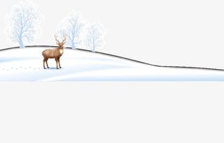 抽象简约小鹿雪地图案免抠