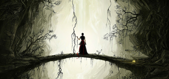 唯美梦幻桥上美女高清