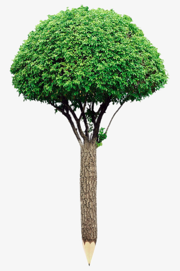 创意大树铅笔免抠