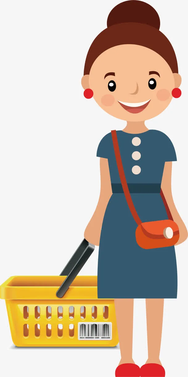 扁平化矢量购物人物免抠