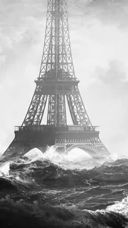 埃菲尔铁塔黑白色h5背景高清