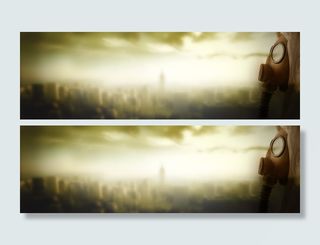 城市雾霾阴暗压抑灰绿色海报背景高清