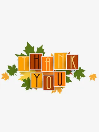 谢谢你树叶装饰卡片纸免抠
