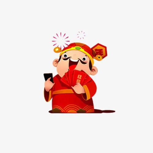 漂浮卡通财神贴画素材免抠