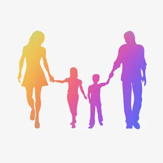 五颜六色一家人出行剪影免抠