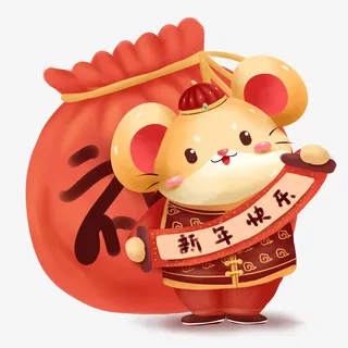 新年红色喜庆2020鼠年新春免抠节日元旦/春节/元宵元素