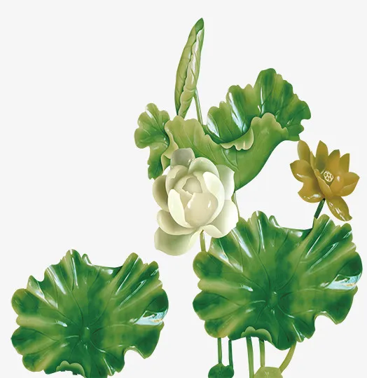 翡翠绿玉石荷花免抠