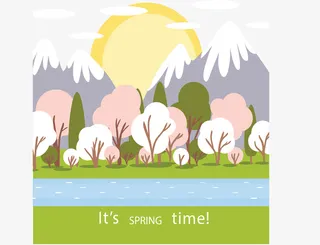 美丽春天春游景色免抠