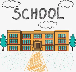 手绘学校大楼免抠