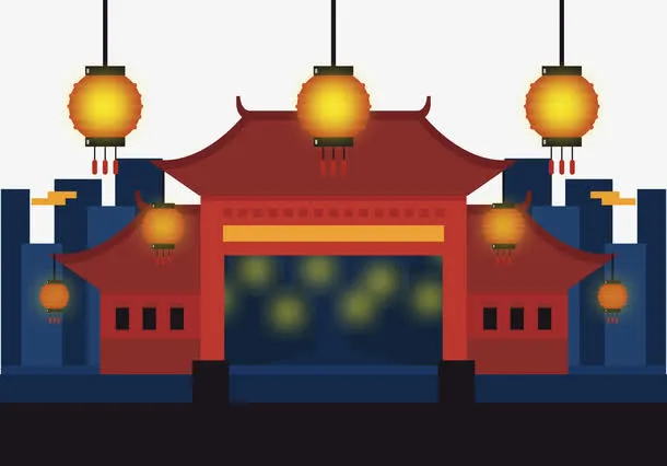 矢量中国风建筑免抠