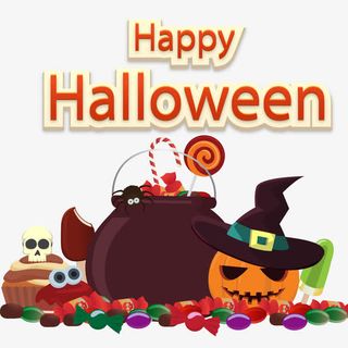 矢量万圣节快乐与糖果.免抠