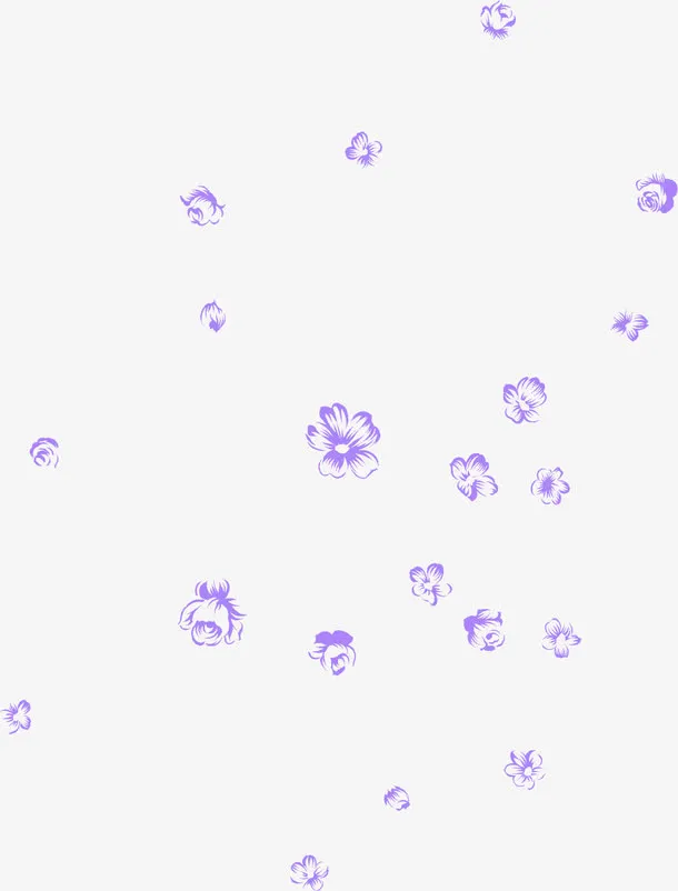 手绘紫色唯美洒落花朵免抠