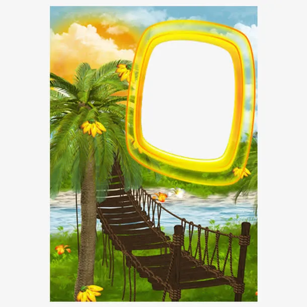 夏威夷情人节浪漫相框免抠
