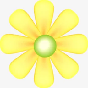 黄色卡通春天完美花朵免抠