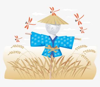麦田里的稻草人和蜻蜓免抠