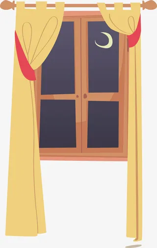 圣诞窗外夜景免抠素材免抠