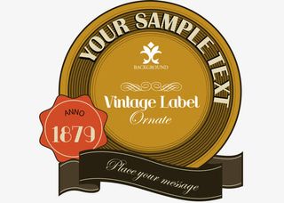 矢量扁平标签黄色圆形贴纸英伦风免抠