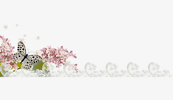 蝴蝶与浪花免抠