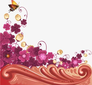 时尚花纹边框免抠