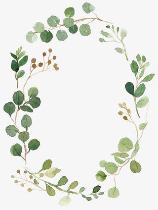 水彩花环免抠