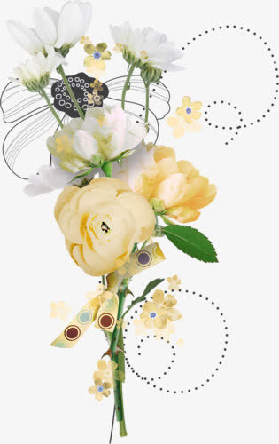白色鲜花花朵绿叶免抠