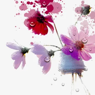 泼墨露珠花朵背景图 泼墨露珠花朵背景图