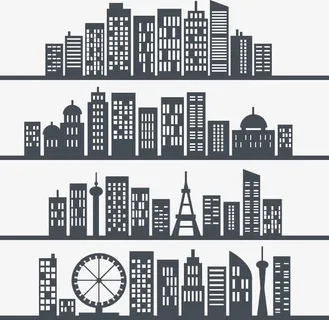 城市剪影矢量免抠