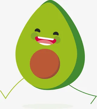 欢乐奔跑的牛油果免抠