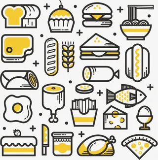 矢量美食早餐图标免抠