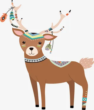 卡通梅花鹿装饰图案免抠