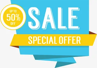 蓝色购物标签免抠