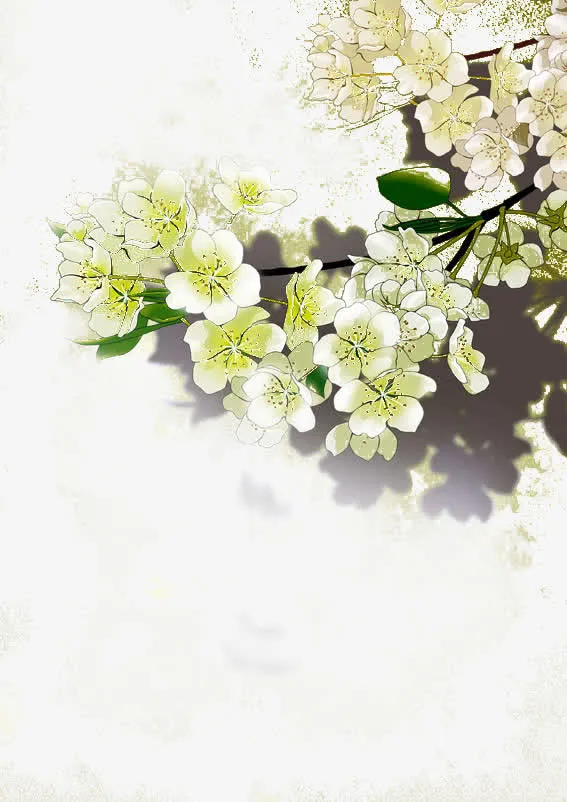 唯美古风水彩插画免抠