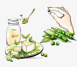 手绘彩色豆腐豆制品免抠