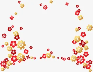 金色中国风漂浮花朵免抠