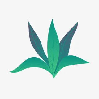 手绘彩色的叶子套图插画元素绿色树免抠