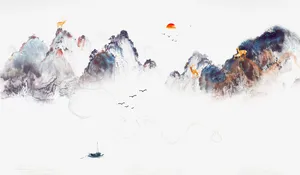 山水线稿素材文件3免抠