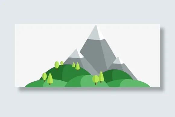绿色卡通山丘免抠