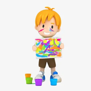 拿着色彩画的男孩免抠