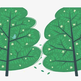 树叶 扁平化 树木 装饰图案免抠