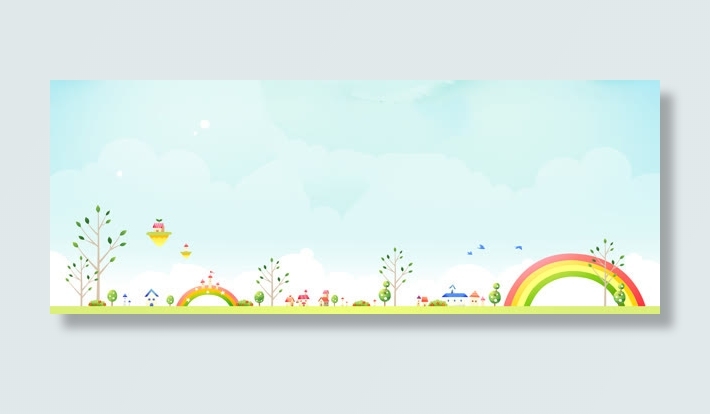 花草卡通背景banner免抠